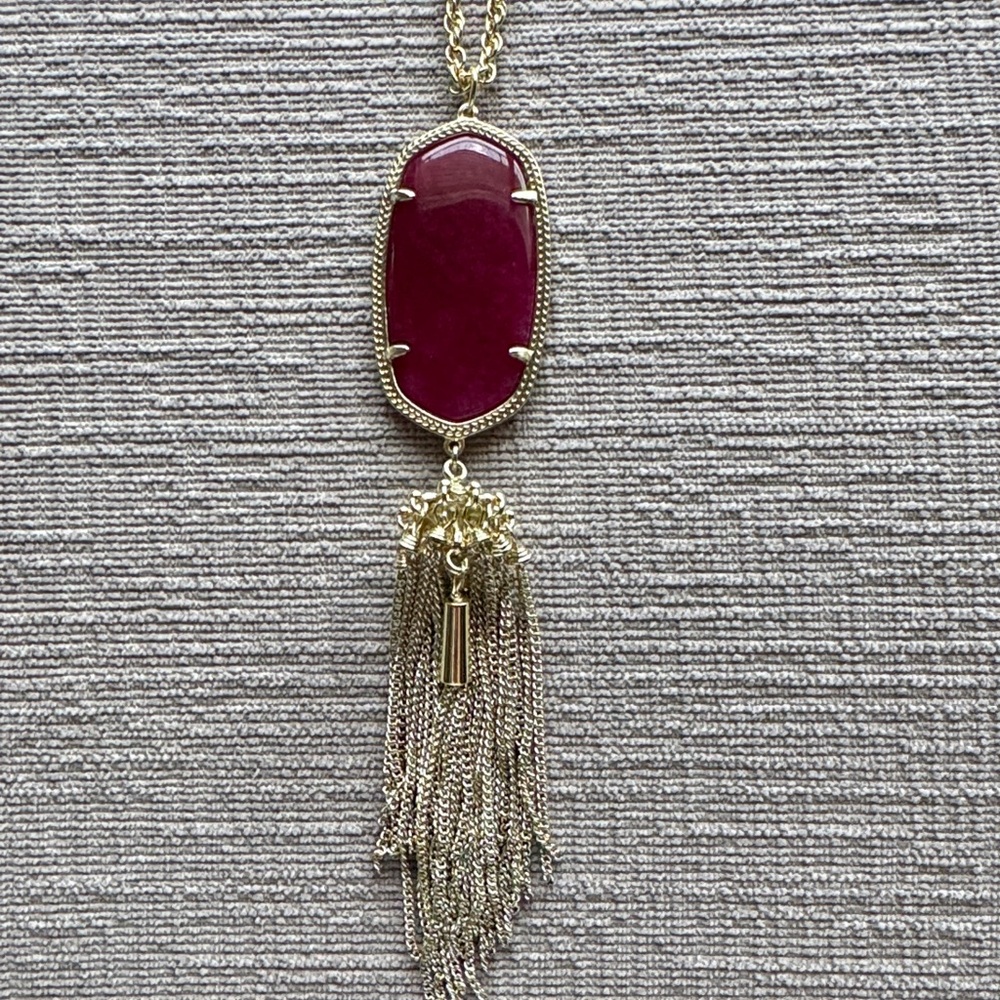 Kendra Scott Fuchsia and Gold Tassel Necklace